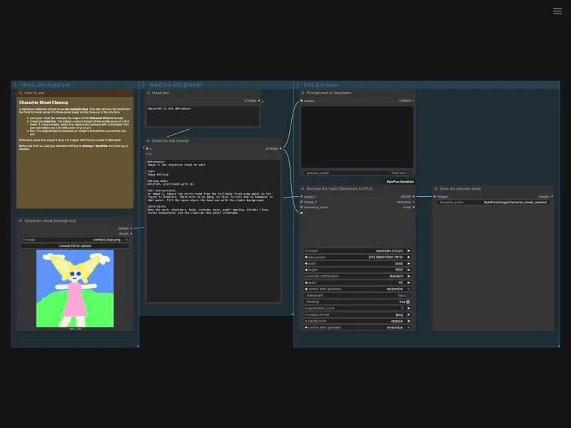 Thumbnail of the Character Sheet Cleanup workflow