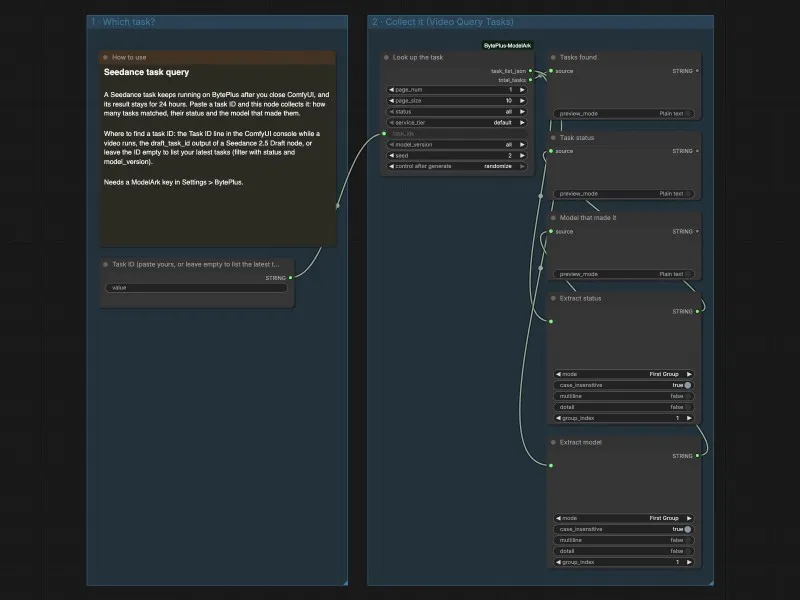 Thumbnail of the Seedance Task Query workflow